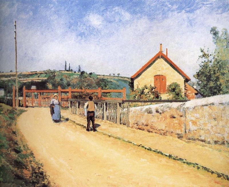 Camille Pissarro Pang plans Schwarz railway crossing oil painting image